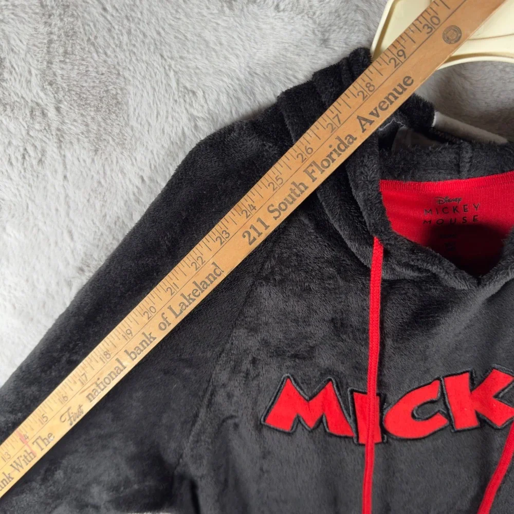 Disney Mickey Mouse Plush Fleece Oversized Hoodie Sleep Shirt‎ Black Red Small - Picture 8 of 10